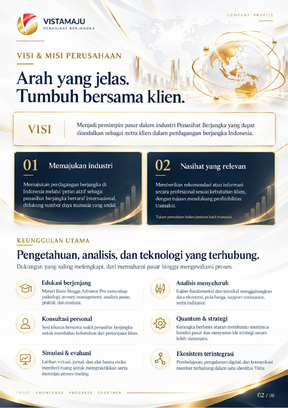 Halaman 2 Company Profile VistaMaju: Visi, Misi & Keunggulan